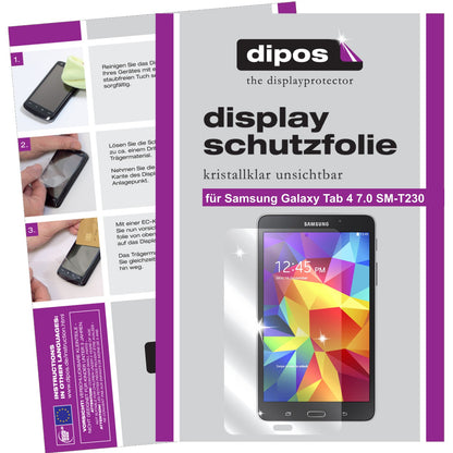 Klare Displayschutzfolie von dipos passend für Galaxy Tab 4 7.0 Samsung, präziser Zuschnitt und blasenfrei montiert
