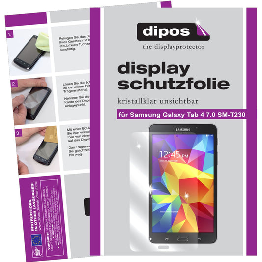 Klare Displayschutzfolie von dipos passend für Galaxy Tab 4 7.0 Samsung, präziser Zuschnitt und blasenfrei montiert