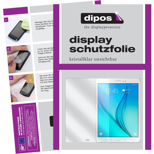 Klare Displayschutzfolie von dipos passend für Galaxy Tab A T550N Samsung, präziser Zuschnitt und blasenfrei montiert
