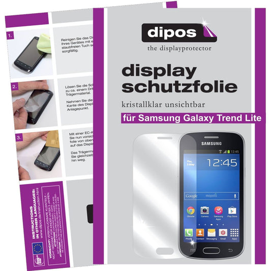 Klare Displayschutzfolie von dipos passend für Galaxy Trend Lite Samsung, präziser Zuschnitt und blasenfrei montiert