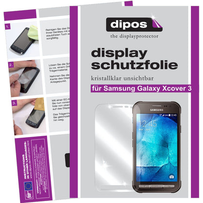 Klare Displayschutzfolie von dipos passend für Galaxy Xcover 3 Samsung, präziser Zuschnitt und blasenfrei montiert
