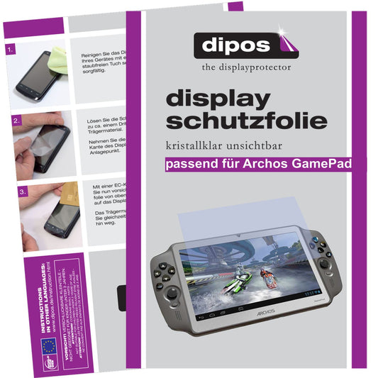 Klare Displayschutzfolie von dipos passend für GamePad Archos, präziser Zuschnitt und blasenfrei montiert