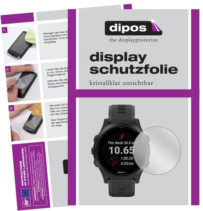 Klare Displayschutzfolie von dipos passend für Garmin Forerunner 245 Music, präziser Zuschnitt und blasenfrei montiert