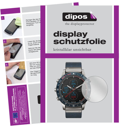 Klare Displayschutzfolie von dipos passend für Garmin MARQ Captain, präziser Zuschnitt und blasenfrei montiert