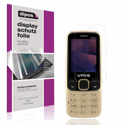 Klare Displayschutzfolie von dipos passend für GFive G3310 New, präziser Zuschnitt und blasenfrei montiert