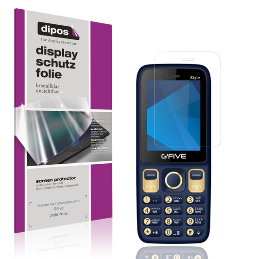 Klare Displayschutzfolie von dipos passend für GFive Style New, präziser Zuschnitt und blasenfrei montiert
