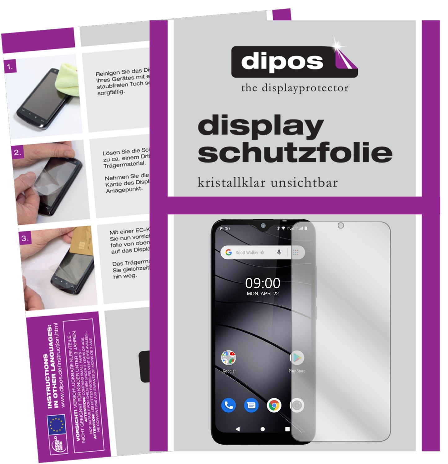 Klare Displayschutzfolie von dipos passend für Gigaset GS110, präziser Zuschnitt und blasenfrei montiert