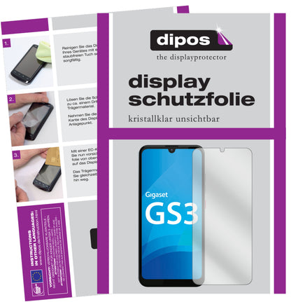 Klare Displayschutzfolie von dipos passend für Gigaset GS3, präziser Zuschnitt und blasenfrei montiert