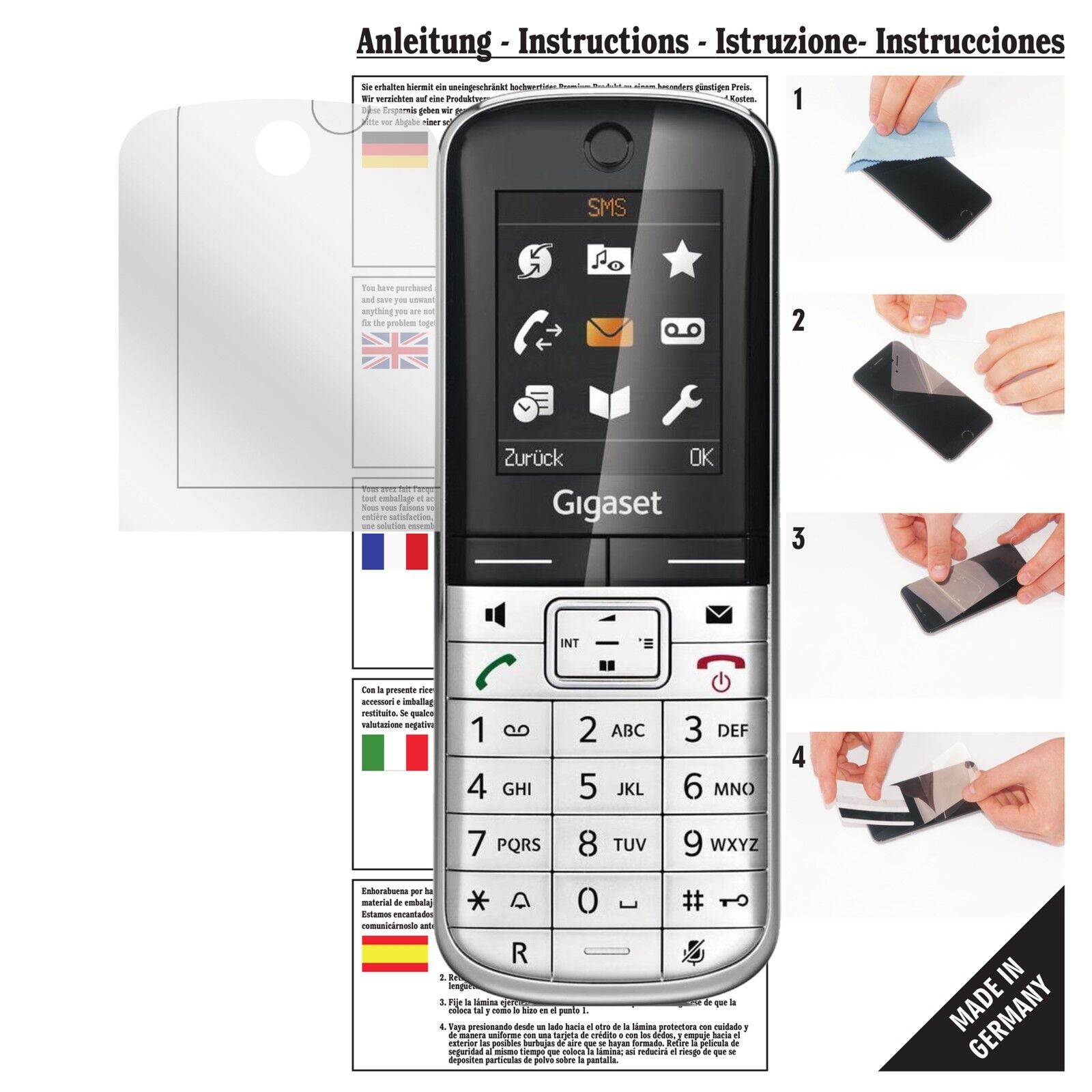 Klare Displayschutzfolie von dipos passend für Gigaset SL350 / SL350A, präziser Zuschnitt und blasenfrei montiert