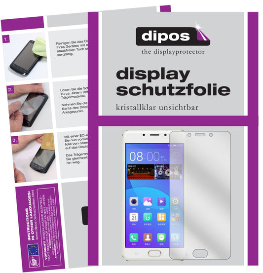 Klare Displayschutzfolie von dipos passend für Gionee F5, präziser Zuschnitt und blasenfrei montiert