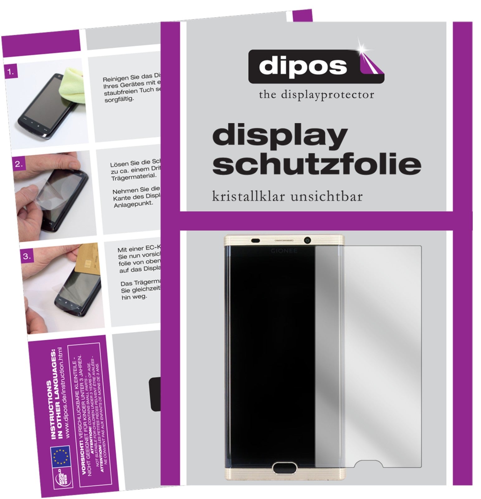 Klare Displayschutzfolie von dipos passend für Gionee M2017, präziser Zuschnitt und blasenfrei montiert