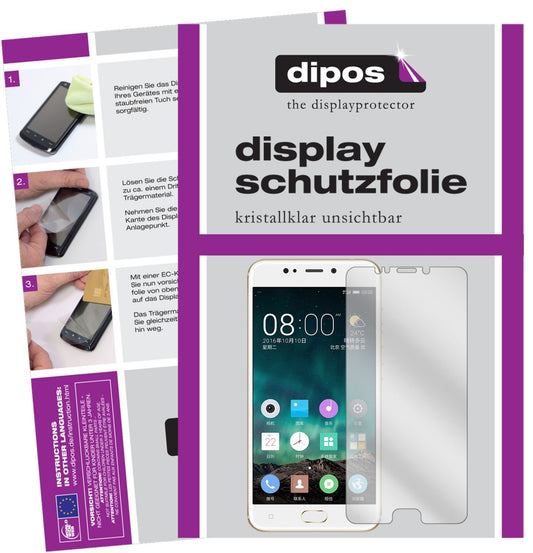 Klare Displayschutzfolie von dipos passend für Gionee S9, präziser Zuschnitt und blasenfrei montiert