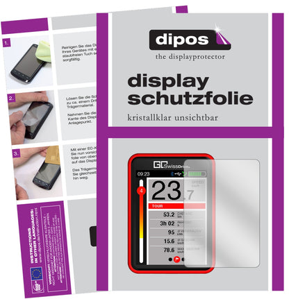 Klare Displayschutzfolie von dipos passend für Go Swiss Drive Evo (E-Bike Display), präziser Zuschnitt und blasenfrei montiert