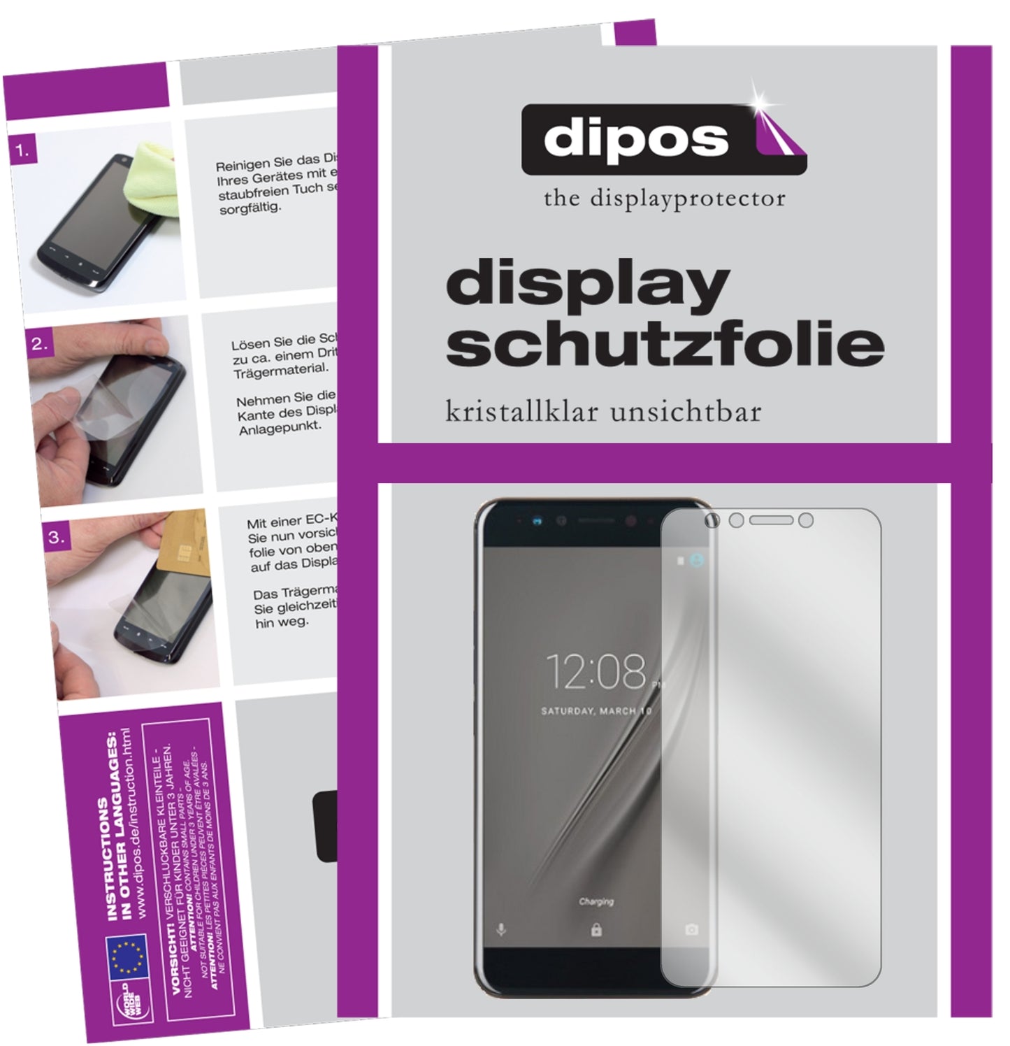 Klare Displayschutzfolie von dipos passend für Gome K1, präziser Zuschnitt und blasenfrei montiert