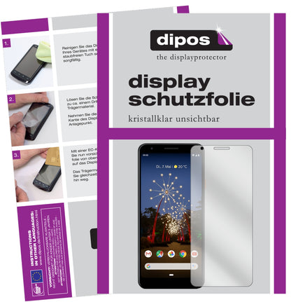Klare Displayschutzfolie von dipos passend für Google Pixel 3a XL, präziser Zuschnitt und blasenfrei montiert