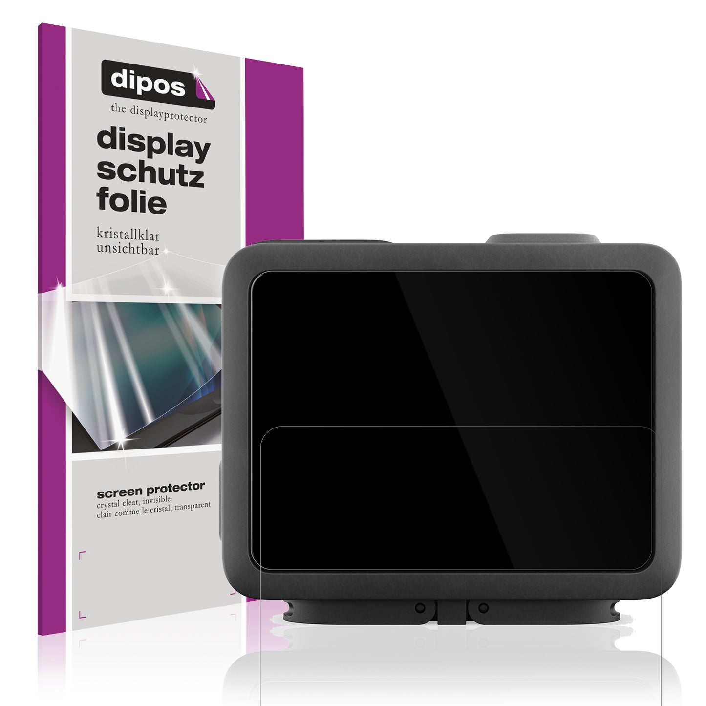 Klare Displayschutzfolie von dipos passend für GoPro Hero 2024, präziser Zuschnitt und blasenfrei montiert