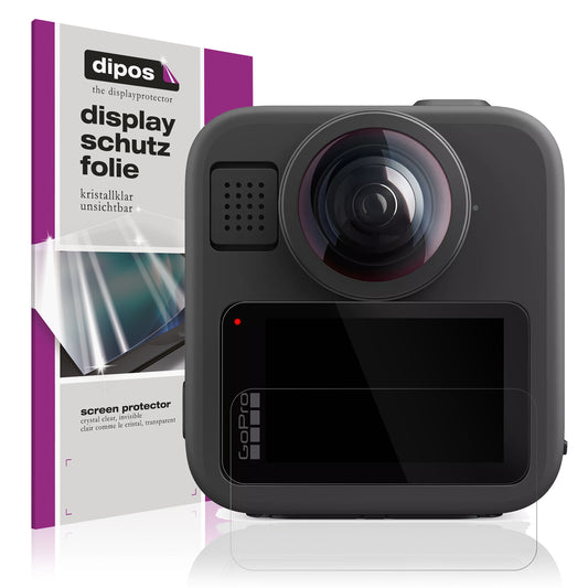 Klare Displayschutzfolie von dipos passend für GoPro Max 2, präziser Zuschnitt und blasenfrei montiert