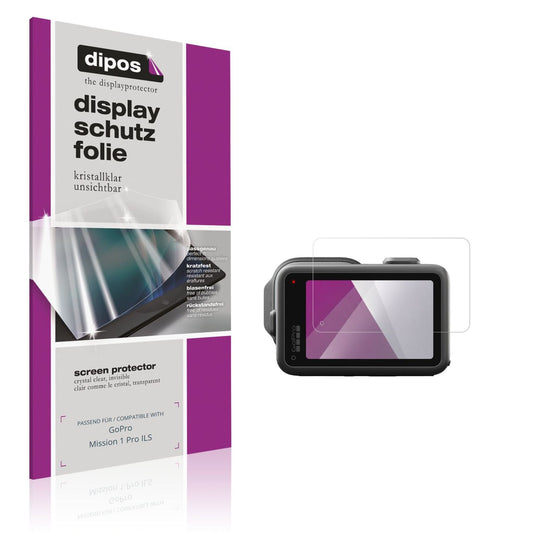 Klare Displayschutzfolie von dipos passend für GoPro Mission 1 Pro ILS, präziser Zuschnitt und blasenfrei montiert