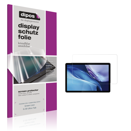 Klare Displayschutzfolie von dipos passend für Green Lion G-30 Ultra Tab, präziser Zuschnitt und blasenfrei montiert