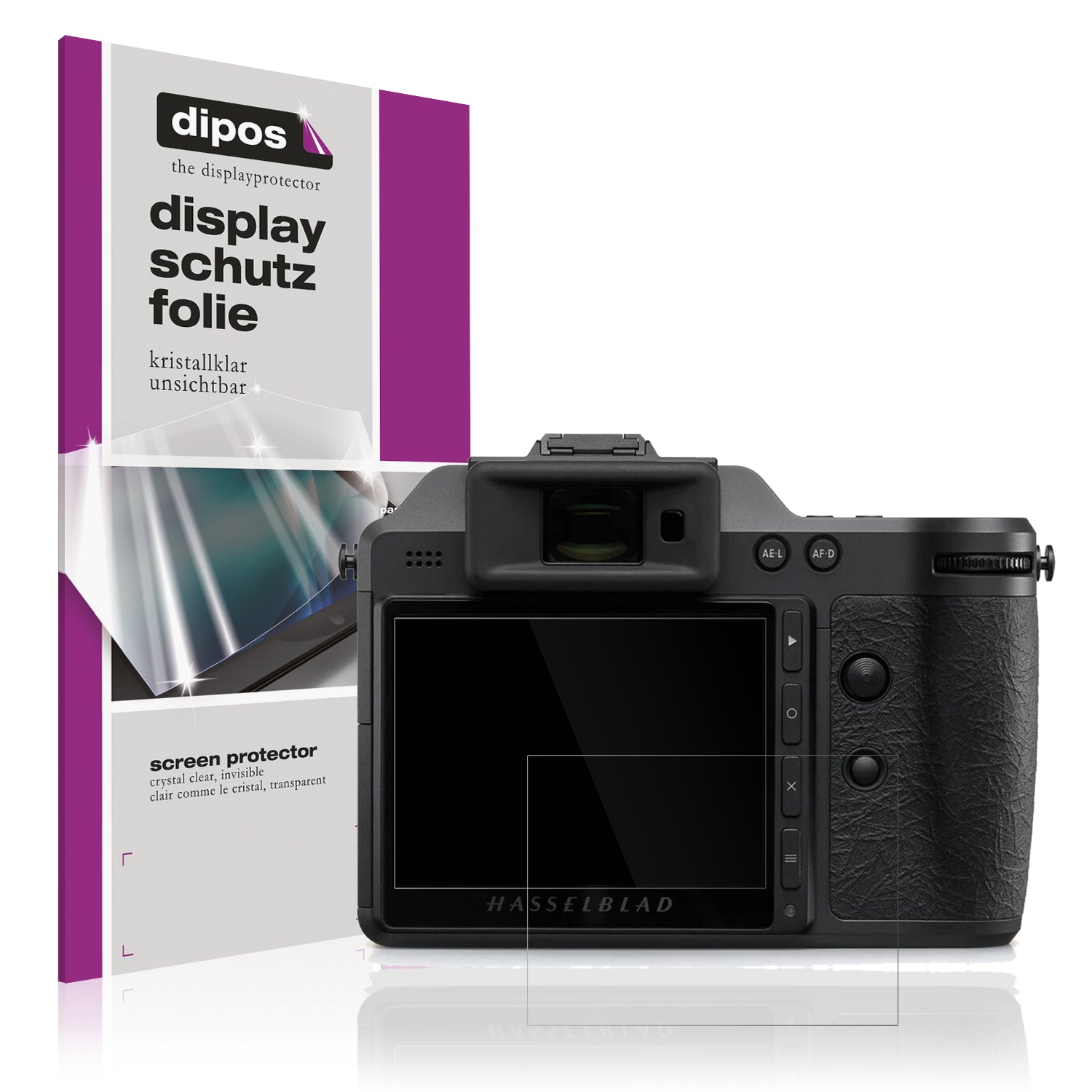 Klare Displayschutzfolie von dipos passend für Hasselblad X2D II, präziser Zuschnitt und blasenfrei montiert