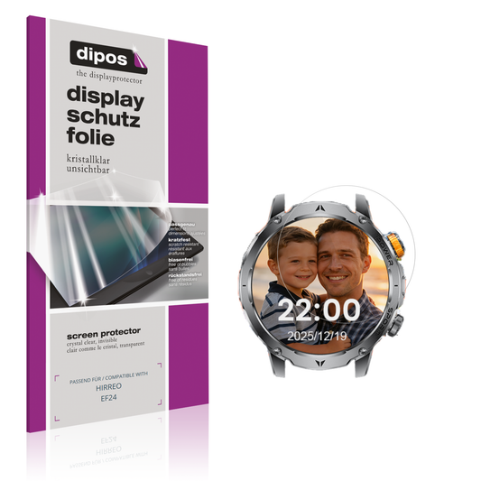Klare Displayschutzfolie von dipos passend für HIRREO EF24, präziser Zuschnitt und blasenfrei montiert