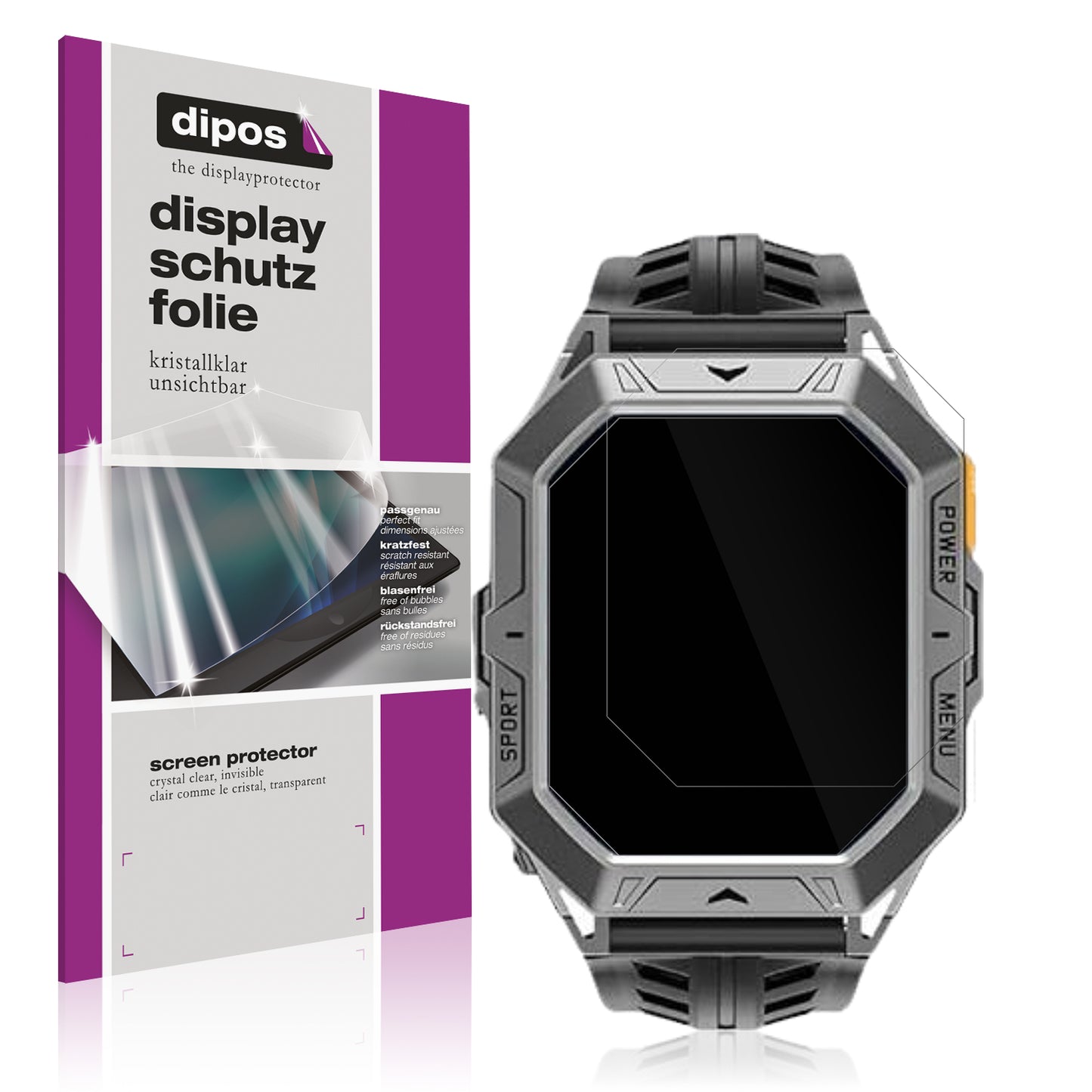 Klare Displayschutzfolie von dipos passend für HIRREO TX1 2.13 Zoll, präziser Zuschnitt und blasenfrei montiert