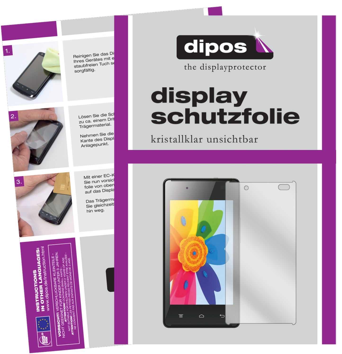 Klare Displayschutzfolie von dipos passend für Hisense HS-U610, präziser Zuschnitt und blasenfrei montiert