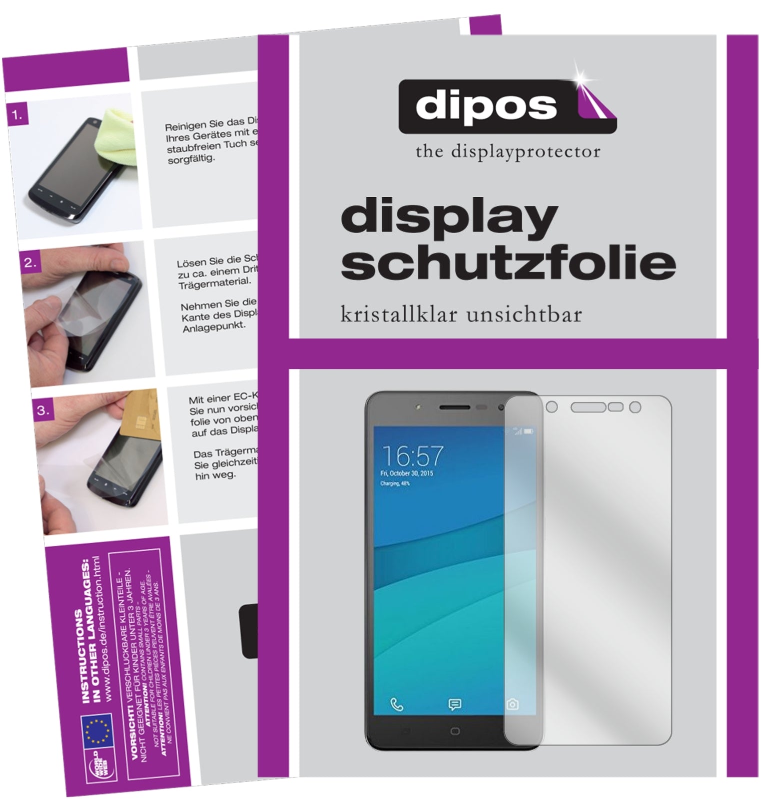 Klare Displayschutzfolie von dipos passend für Hisense L695, präziser Zuschnitt und blasenfrei montiert