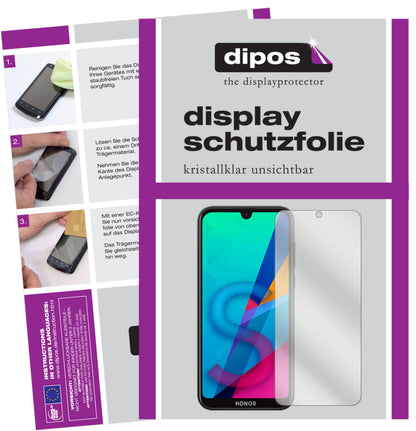 Klare Displayschutzfolie von dipos passend für Honor 8S, präziser Zuschnitt und blasenfrei montiert