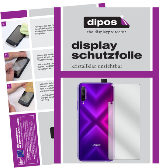 Klare Displayschutzfolie von dipos passend für Huawei Y9s Rückseite, präziser Zuschnitt und blasenfrei montiert