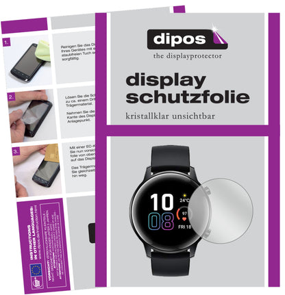 Klare Displayschutzfolie von dipos passend für Honor Magic Watch 2 42mm, präziser Zuschnitt und blasenfrei montiert