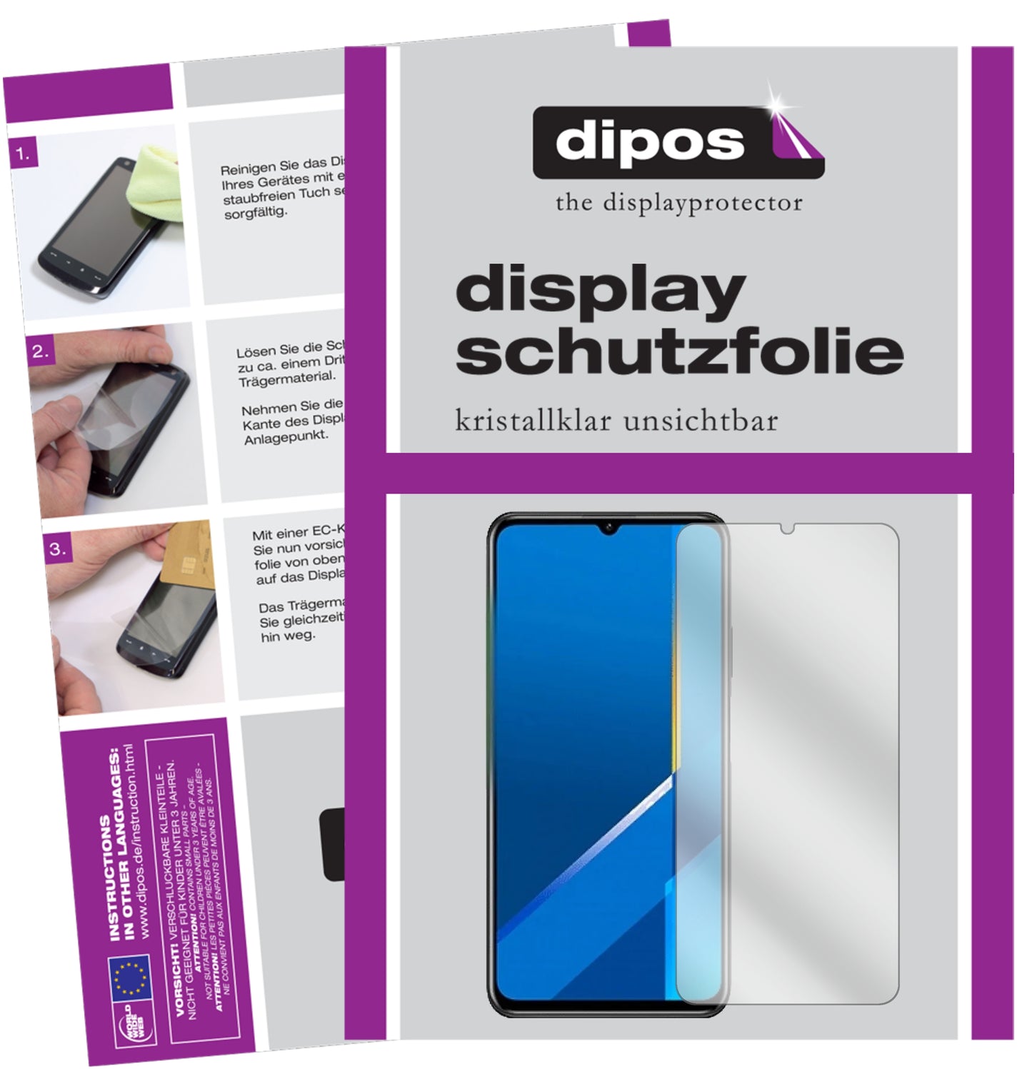 Klare Displayschutzfolie von dipos passend für Honor X10 Max 5G, präziser Zuschnitt und blasenfrei montiert