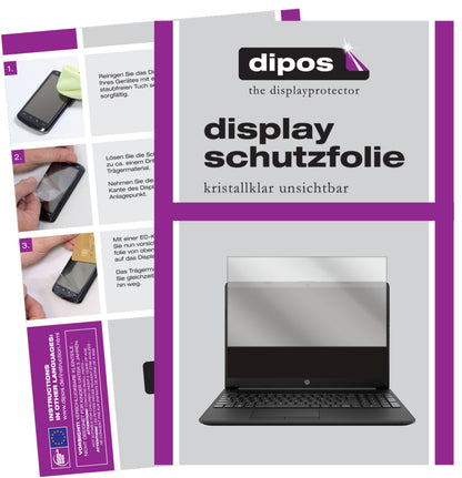 Klare Displayschutzfolie von dipos passend für HP Notebook 15 Zoll gw0542ng, präziser Zuschnitt und blasenfrei montiert