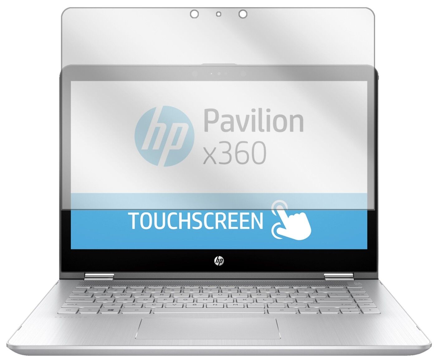 Klare Displayschutzfolie von dipos passend für HP Pavilion x360 14 ba035ng, präziser Zuschnitt und blasenfrei montiert