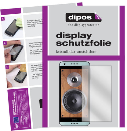Klare Displayschutzfolie von dipos passend für HTC Desire 650, präziser Zuschnitt und blasenfrei montiert