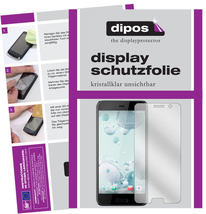 Klare Displayschutzfolie von dipos passend für HTC U Play, präziser Zuschnitt und blasenfrei montiert