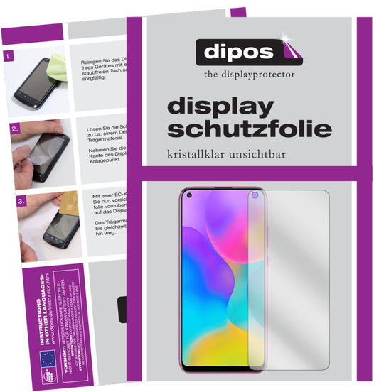 Klare Displayschutzfolie von dipos passend für Huawei Enjoy 10, präziser Zuschnitt und blasenfrei montiert