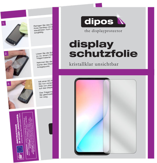 Klare Displayschutzfolie von dipos passend für Huawei Enjoy 10 Plus, präziser Zuschnitt und blasenfrei montiert