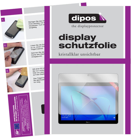 Klare Displayschutzfolie von dipos passend für Huawei Honor Play Pad 2 9,6 Zoll, präziser Zuschnitt und blasenfrei montiert