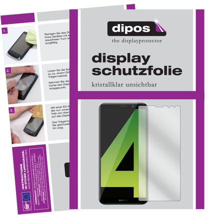 Klare Displayschutzfolie von dipos passend für Huawei Mate 10 Lite, präziser Zuschnitt und blasenfrei montiert