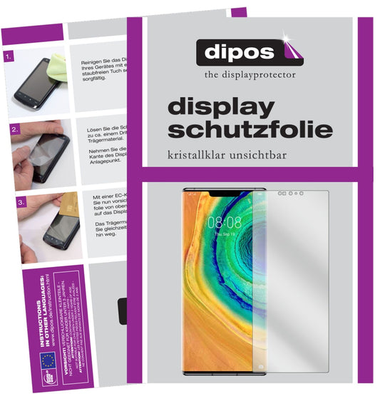 Klare Displayschutzfolie von dipos passend für Huawei Mate 30E Pro, präziser Zuschnitt und blasenfrei montiert