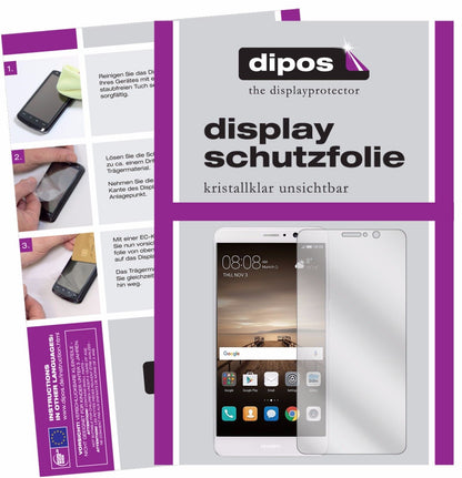 Klare Displayschutzfolie von dipos passend für Huawei Mate 9, präziser Zuschnitt und blasenfrei montiert