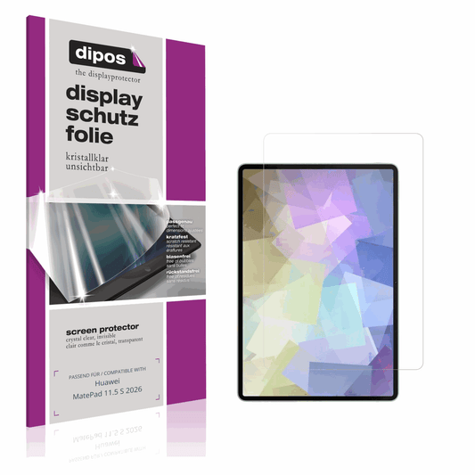 Klare Displayschutzfolie von dipos passend f�r Huawei MatePad 11.5 S 2026, pr�ziser Zuschnitt und blasenfrei montiert