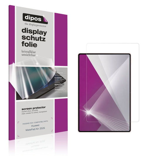 Klare Displayschutzfolie von dipos passend für Huawei MatePad Air 2026, präziser Zuschnitt und blasenfrei montiert