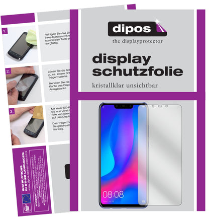 Klare Displayschutzfolie von dipos passend für Huawei Nova 3i, präziser Zuschnitt und blasenfrei montiert