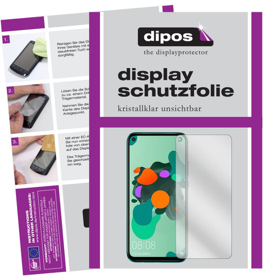 Klare Displayschutzfolie von dipos passend für Huawei nova 5i Pro, präziser Zuschnitt und blasenfrei montiert