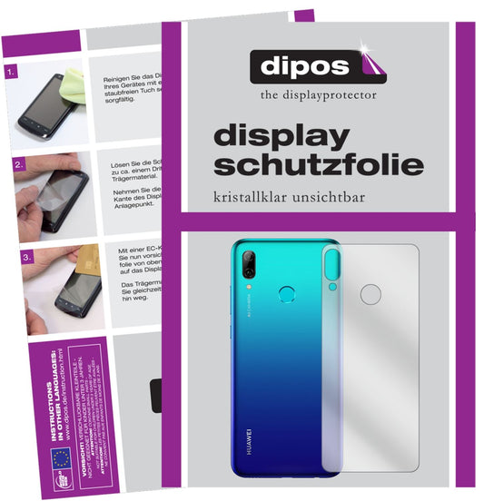 Klare Displayschutzfolie von dipos passend für Huawei P Smart (2019) Rückseite, präziser Zuschnitt und blasenfrei montiert
