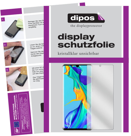 Klare Displayschutzfolie von dipos passend für Huawei P30 Pro New Edition, präziser Zuschnitt und blasenfrei montiert