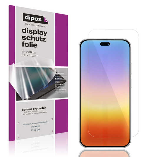 Klare Displayschutzfolie von dipos passend für Huawei Pura 90, präziser Zuschnitt und blasenfrei montiert