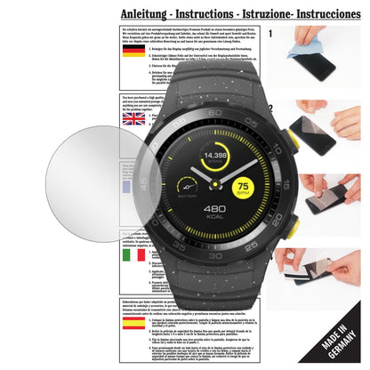 Klare Displayschutzfolie von dipos passend für Huawei Watch 2, präziser Zuschnitt und blasenfrei montiert